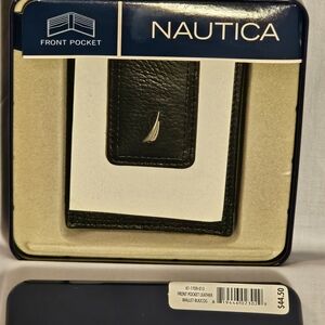 Nautica Black Leather Front Pocket Wallet